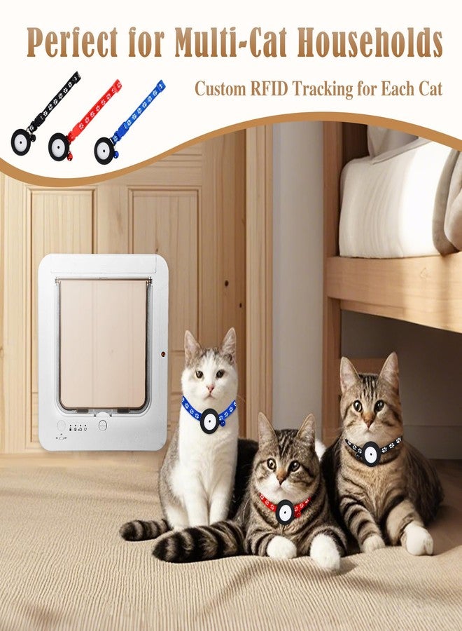 Fantspati Smart Cat Door for Interior & Exterior, Flap Opening is 7.67’’ (H) by 7'' (W), RFID Cat Pet Door with 3 RFID Collar Sensor Keys & 1 Remote & 4 Way Locking Cat Flap, Automatic Opening Cat Door ﻿(White) - Image 2